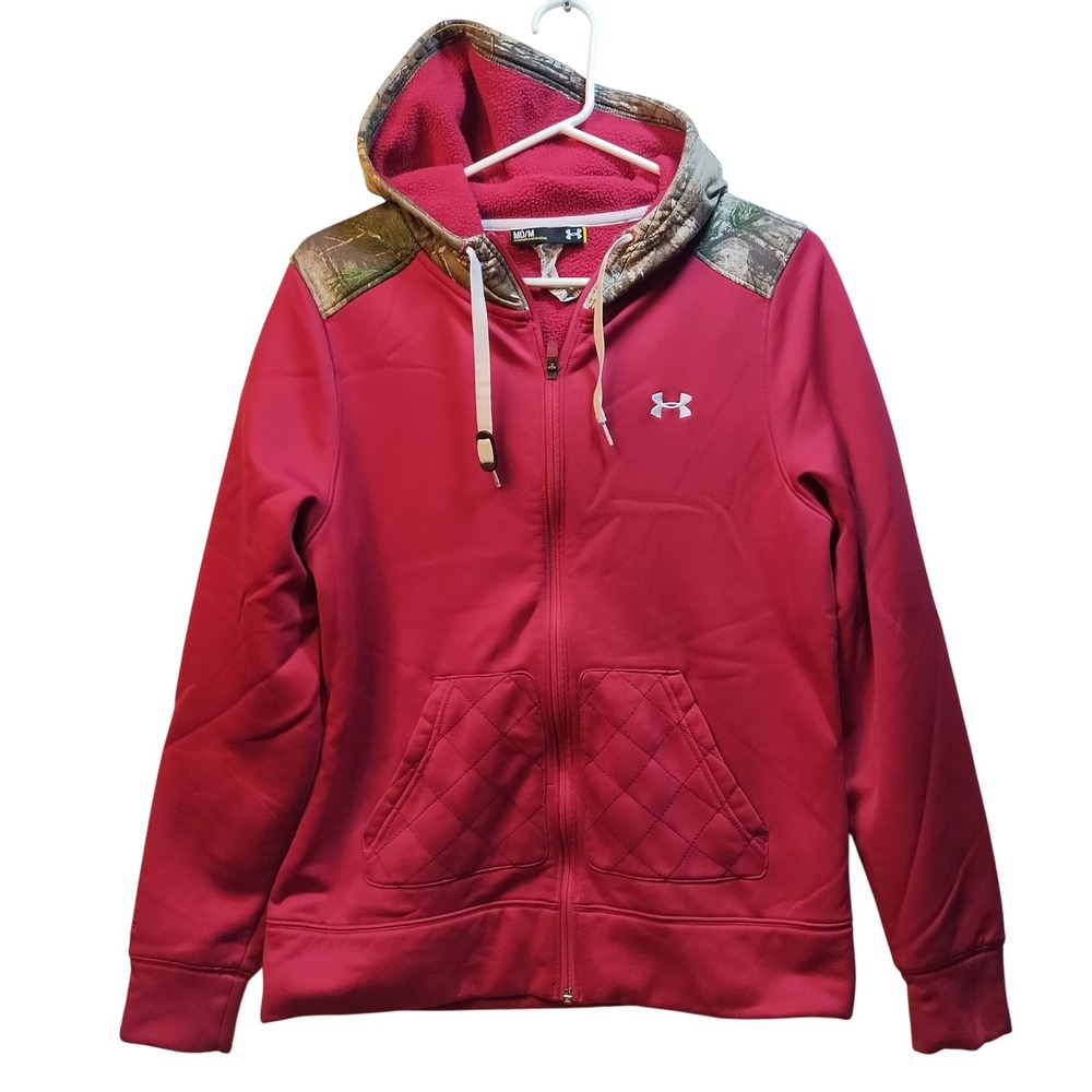 Under Armour Storm 1 Realtree Camo Trim Pink Fleece Lined Zip Hoodie‎ Jacket MD